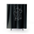 1ThousandClothing Dark Knight Egyptian Line Art Shower Curtain — Minimal Black Pharaoh Design