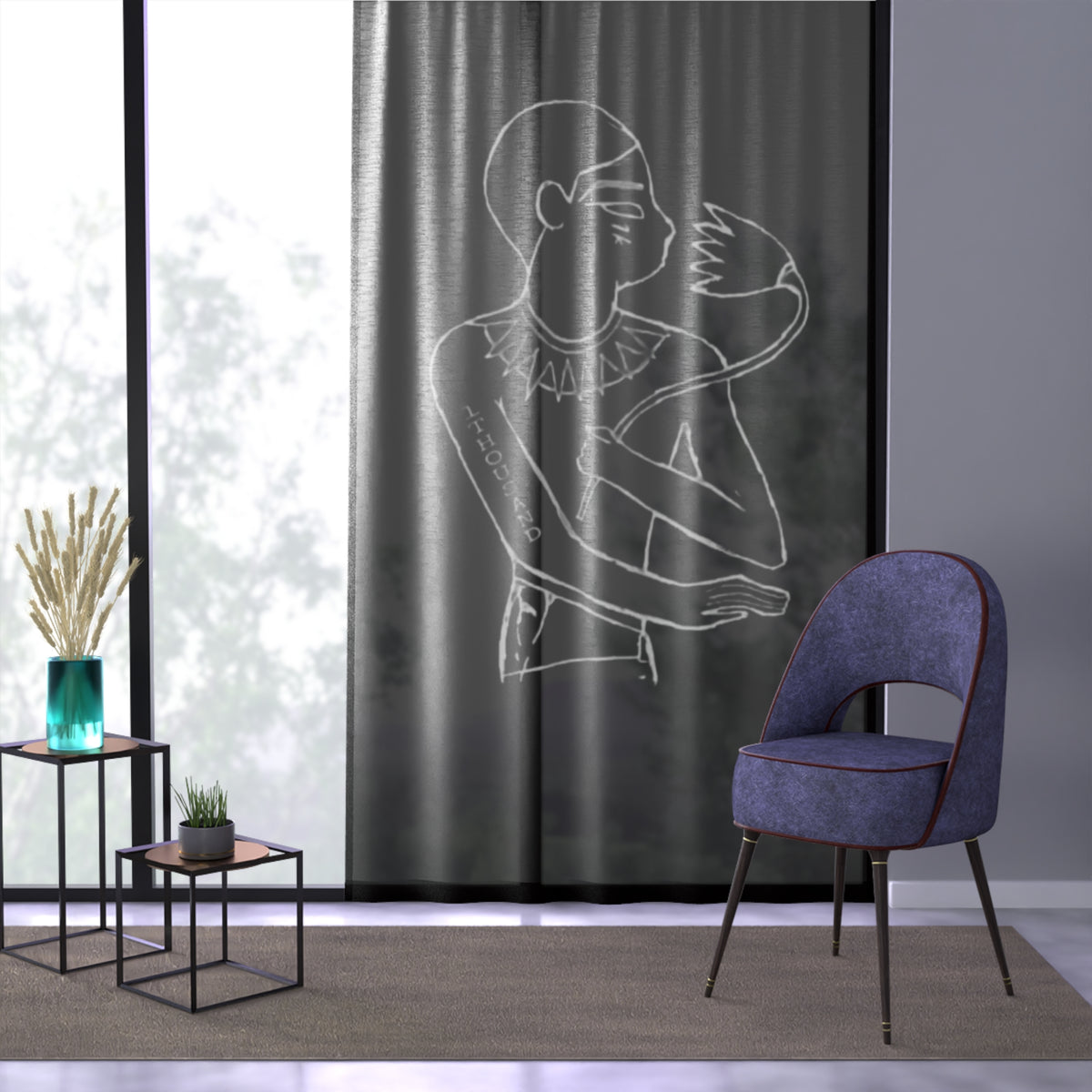 1Thousand Home Decore  Abstract Line Art Window Curtain